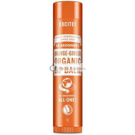 Dr Bronner's Balzam na pery pomaranč a zázvor s organickými olejmi a bez syntetických prísad, 4g