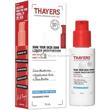 Thayers Hydratujte svoju pokožku 80H Tekutý Hydratačný Krém na Tvár s Kyselinou Hyalurónovou a Snehovou Houbou, 75ml