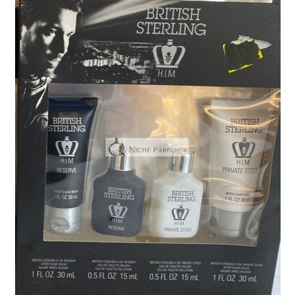 DANA British Sterling HIM Private Stock 4 Pc Gift Set Splash After Shave Balm, 4 ks