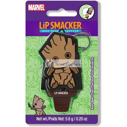 Lip Smacker Marvel Strážcovia Galaxie Balzam na pery pre deti s Marvel Kľúčenkou v tvare nanuku, s ricínovým olejom, Groot Beer Float, Groot Kľúčenkový Balzam na pery