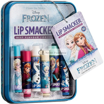 Lip Smacker Disney Frozen Kolekcia Ovocných Balzamov na Pery pre Deti, 6 Kusov, Plechová Krabička