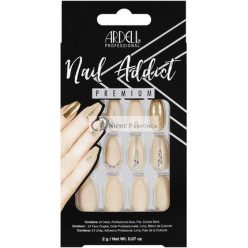   ARDELL Nail Addict Nude Jeweled Press On Nechty s lepidlom a pilníkom - 24 umelých trblietavých nechtov pre krásne nechty - Dlhé tipy
