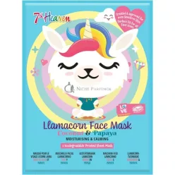   7th Heaven Llamacorn Pleťové Maska Set pre Deti od 8 Roka Kkokos a Papája Upokojujúca Hydratačná
