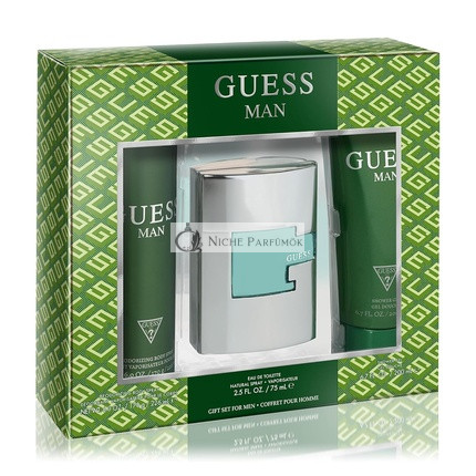 GUESS Man Eau de Toilette 3-dielna darčeková sada, 2,5 Fl. Oz. kolínska voda, 6,0 Oz. deodorizačný telový sprej a 6,7 Oz. sprchový gél