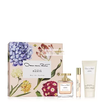 Oscar de la Renta Alibi Eau de Parfum 3-dielna darčeková sada pre ženy - Parfumový sprej 100ml, Taštičkový sprej 15ml a Telový krém 100ml