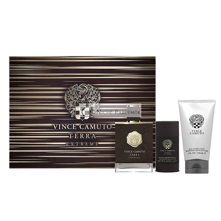 Vince Camuto Terra Extreme Eau de Parfum Spray Kolínska voda pre mužov Darčeková sada, Hnedá
