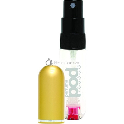 Perfume Pod Priehľadný Naplniteľný Parfumový Atomizér so Sprejom a Genie-S Náplňou, Zlatý