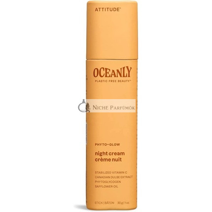 ATTITUDE Oceanly nočný krém v tyčinke - EWG overené rastlinné a minerálne zložky, vegánske produkty starostlivosti o pleť PHYTO GLOW bez vône, 30 g