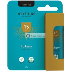   ATTITUDE Balzam na pery SPF 15 Bez plastov Bez vody Vegánska ochrana pred slnkom Kokos 8.5g