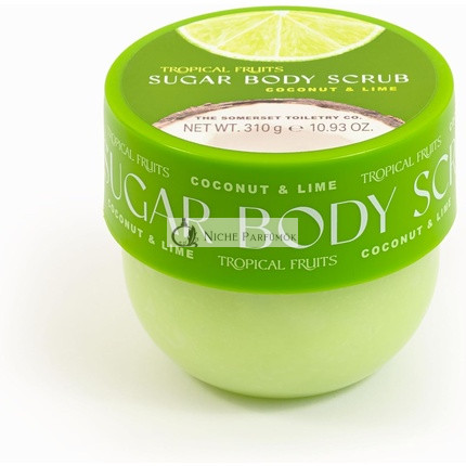 Jemný exfoliačný cukrový telový peeling s tropickým ovocím a kokosom a limetkou, 310g