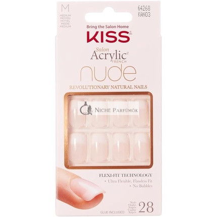 KISS Salon Akrylové Francúzske Nahé Zbierka Cashmere Stredná Dĺžka Umelé Nechty 28 Kusov