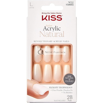 KISS Salon Akrylová Prírodná Kolekcia Silné Dlhé Štvorcové Umelé Nechty 28 Kusov