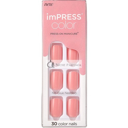 KISS imPRESS Color Gel Nechtový Set Pretty Pink - Obsahuje Prípravný Podklad, Mini Súbor, Kutikulovú Palicu a 30 Umelých Nechtov