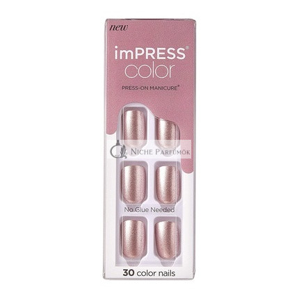 KISS imPRESS Farebná Press-On Manikúra Gél Nechtový Set Krátka Dĺžka, Champagne Ružová