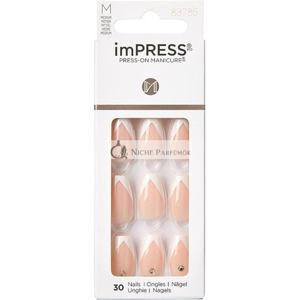 KISS imPRESS Press-On Manikúra So French Stredná Dĺžka Štvorcové s PureFit Technológiou
