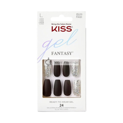 Kiss Gel Fantasy Kolekcia Čierna/Trblietavá Dlhá Dĺžka