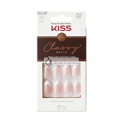 KISS Classy Umelé Nechty Pripravené na Použitie DIY Manikúra Vodoodolné, Nezmazateľné, Odolné Proti Škrabancom, Bez Časového Sušenia, Trvanlivé a Flexibilné Stredné Coffin Tvar, Rýchle a Jednoduché
