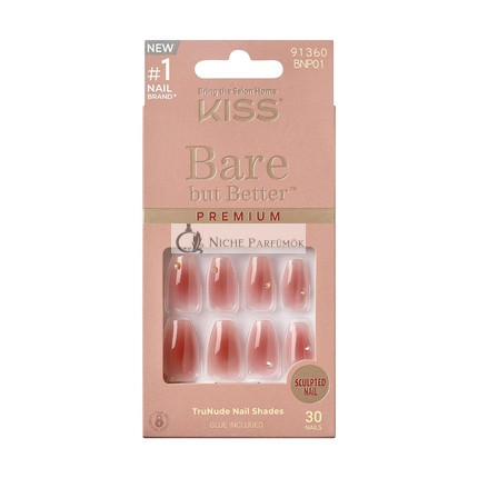 KISS Bare But Better Press-On Nechty Tmavo Ružové Stredné Ploché Tvar 30 Nechtov 2g Lepidlo Manikúra Stick Mini Súbor