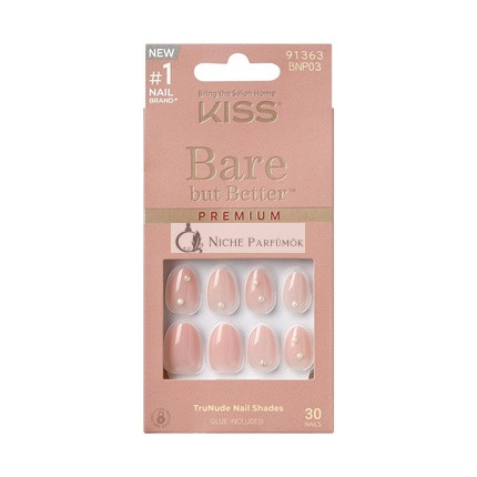 KISS Bare But Better Press-On Nails s lepidlom Slay Light Nude Skin kráľovské krátke mandle