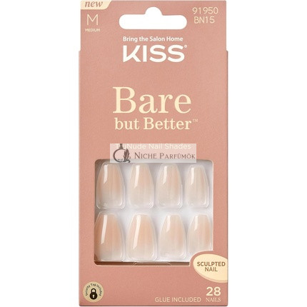 KISS Bare-But-Better Tlačené Nechty, Embrace It, Svetlá Nude, Stredná Dĺžka, Tvar Rakvy