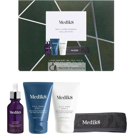 Medik8 Self-Care Sunday Collection Hydr8 B5 Intenzív kyselina hyalurónová & H.E.O. Maska na tvár Hĺbkovo hydratačná starostlivosť o pleť Darčeková súprava