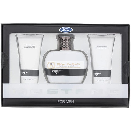 Mustang White 3-dielna darčeková sada: Eau De Toilette, balzam po holení a šampón na vlasy a telo 100ml