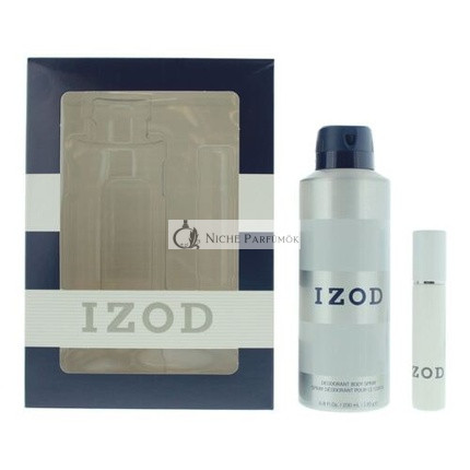 Izod Biela 2-dielna darčeková sada Eau de Toilette, 15ml, telový sprej, 200ml pre mužov