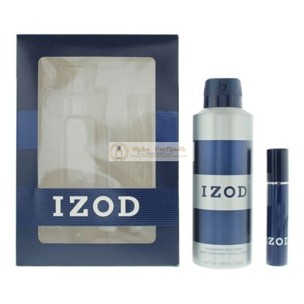 Izod Modrá 2-dielna Darčeková Sada: Eau De Toilette 15ml - Telový Sprej 200ml Pre Mužov