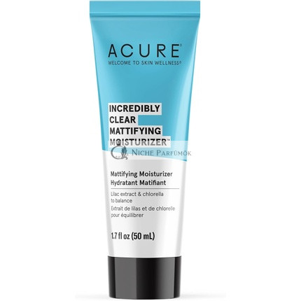 Acure Organics Ovládanie oleja tvárový zvlhčovač s lilakovými kmeňovými bunkami a 1% chlorellovým rastovým faktorom, 50 ml