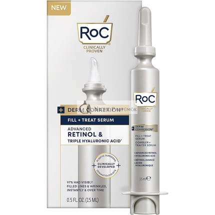 ROC Derm Correxion Sérum na Výplň + Liečbu pre Tvár, Krk a Čelusť Vyplňovač Rán, Pokročilý Retinol a Trojitá Hyaluronová Kyselina, 15ml