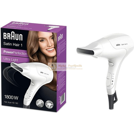Braun Satin Hair 1 Power Perfection Fényszárító so stylingovou tryskou HD180, Biela