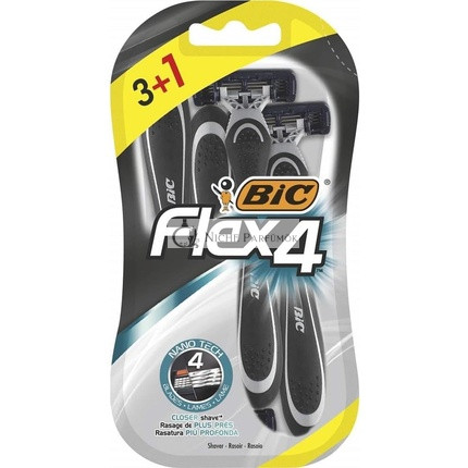 Bic Flex 4 Pánska Holiaca Čepeľ s Mazacou Páskou a Otočnou Hlavou pre Hladké a Presné Holenie, 4 kusy - Balenie 4
