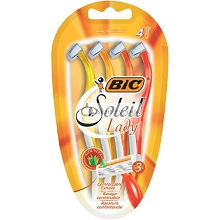 BIC Soleil Trojité Holiace Strojčeky pre Ženy s Ľahkým Držadlom a Mazacími Pásmi - Balenie po 4