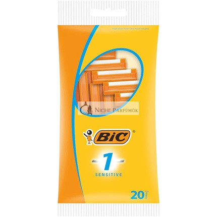 BIC 1 Sensitive pánska holiaca čepel, 20 jednorazových holiacich strojčekov s 1 čepeľou, drážkovaná plastová rukoväť, ideálna na cestovanie