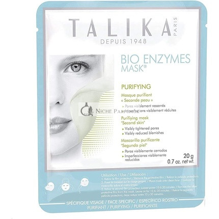 Talika Bio Enzymes Maska Purifying Detox Maska na Tvár s Bio-Cellulose pre Póry, Čierne Hlava, Červenanie - Masky na Starostlivosť o Pleť