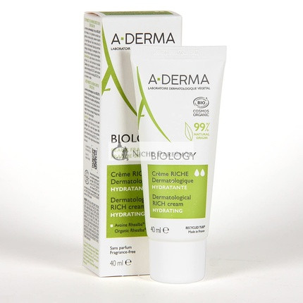 A-Derma BIOLOGY Bohatý Hydratačný Krém, 40ml