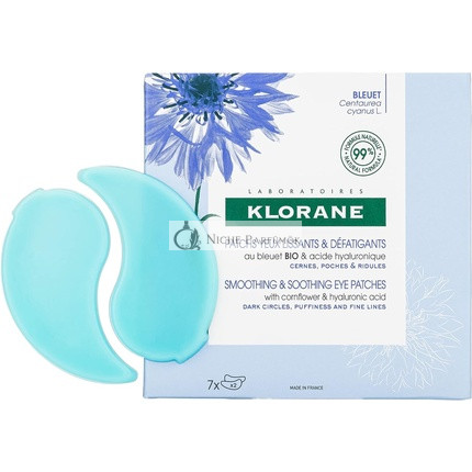 Klorane Hladké a upokojujúce očné masky s organickým modrým kvetom a hyalurónovou kyselinou, 20ml