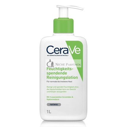 CeraVe Hydratačný Čistiaci Lotion na Tvár a Telo Normálnu a Suchú Pokožku s Kyselinou Hyalurónovou a 3 Základnými Ceramidmi, 1L Mandľa