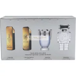   Paco Rabanne Mini Sada pre Mužov: One Million 0.17 Eau De Toilette, One Million 0.17 Parfum, Invictus 0.17 EDT, Phantom 0.17 EDT
