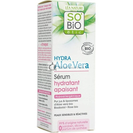 SO'BiO étic Hypoalergén citlivá a reaktív pleť Cosmebio Hydra Aloe Vera upokojujúce hydratačné sérum, 30 ml