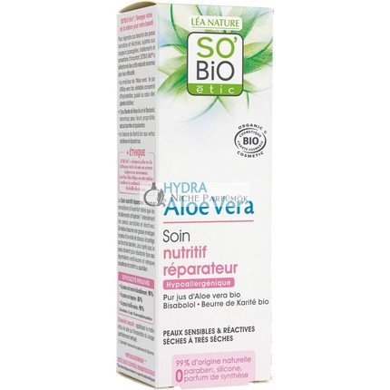 SO'BiO étic Cosmebio Hypoalergén pre citlivú a reaktív pleť Hydra Aloe Vera Oprava Výživný Krém, 50 ml