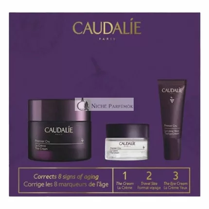 Caudalie Premier Cru Ľahký Krém Sada Starostlivosti o Pleť 3 Kusy