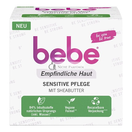 bebe Citlivá Starostlivosť o Pleť Krém 50ml s Bambuckým Maslom - Upokojujúci Hydratačný Krém pre Citlivú Pokožku