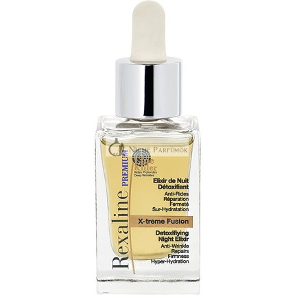Rexaline X-treme Fusion detoxikačný nočný elixír proti vráskam s hyalurónovou kyselinou, suchý olej, hydratačná a omladzujúca starostlivosť, 30ml