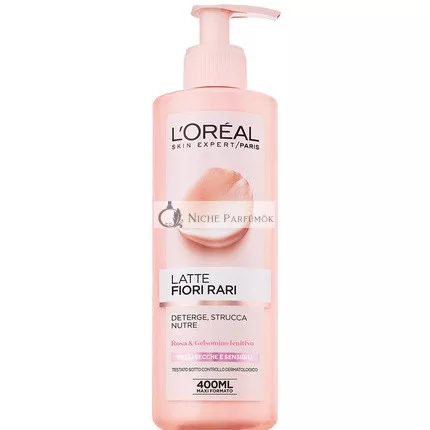 L'Oreal Fiori Rari Mlieko na odlíčenie a výživné čistenie pre suchú pleť, 400ml