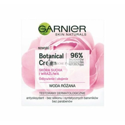 Garnier Botanický Pleťový Krém S Ružovou Vodou Pre Suchú a Citlivú Pokožku, 50ml
