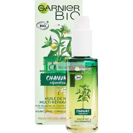 Garnier Organic Multi-Oprava Nočný Olej na Tvár s Výživným Konopným Olejom a Vitamínom E, 30ml