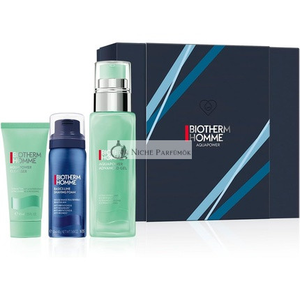 BIOTHERM Homme AQUAPOWER Hydratačný Pleťový Gél 75ml + Čistiaci Gél 40ml + Holiaci Penový Krém 50ml