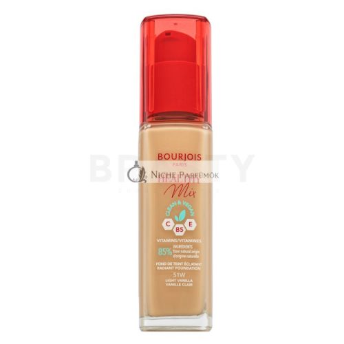 Bourjois Healthy Mix Clean & Vegan Radiant Foundation tekutý make-up pre zjednotenie farebného tónu pleti 51W Light Vanilla 30 ml