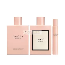   Gucci Bloom 3-dielna súprava pre ženy, Eau De Parfum sprej, voňavý telový krém, kvetinový, 70 ml